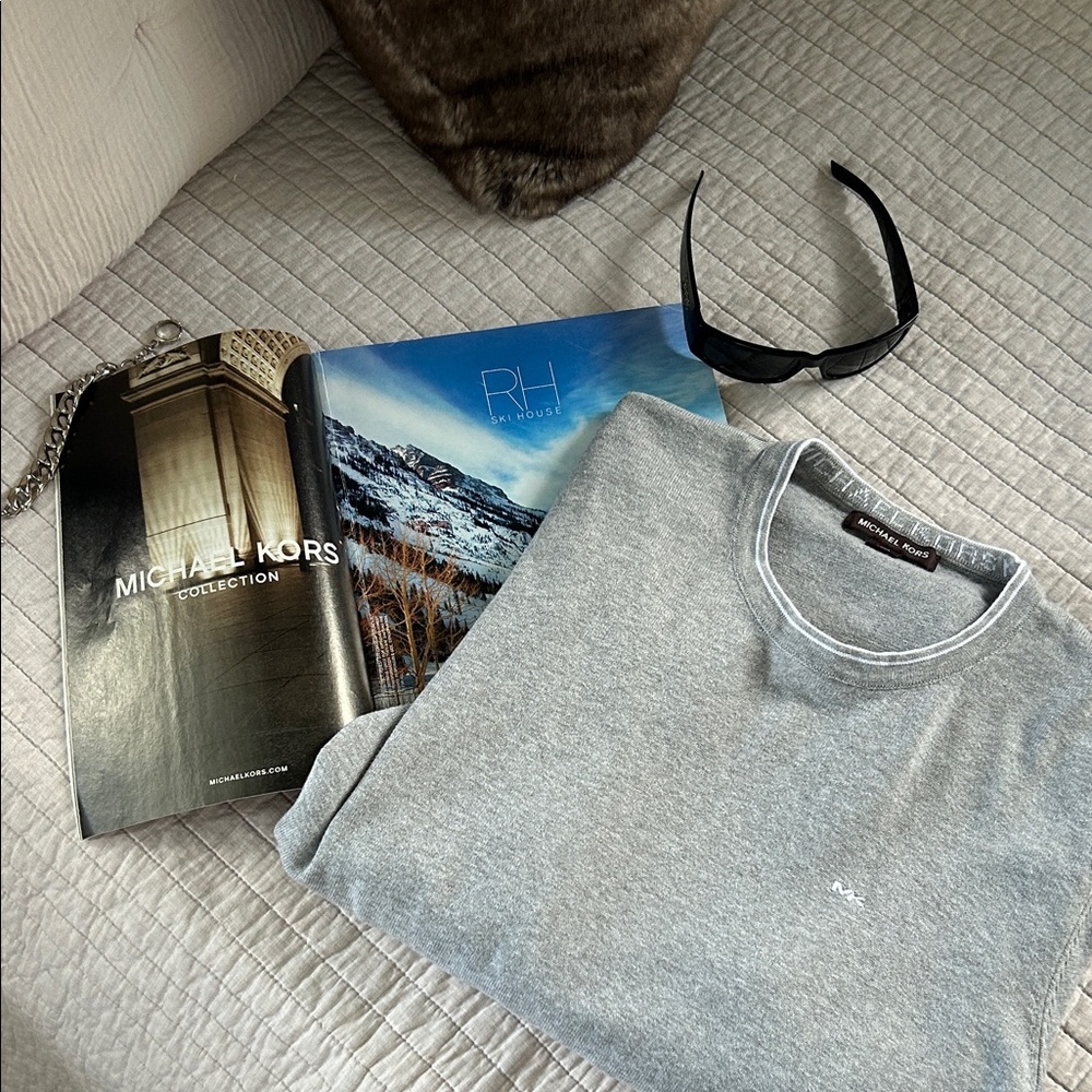 Michael Kors men’s gray 100% cotton classic crew neck sweater large​